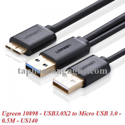 Ugreen 10898 0.5M màu Đen Cáp USB 3.0 sang MICRO USB 3.0 cho ổ cứng hỗ trợ nguồn US140 30010898